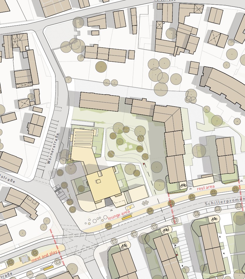 Europan 14, Wettbewerb Aschaffenburg-Damm, Schillerpromenade, Lageplan West
